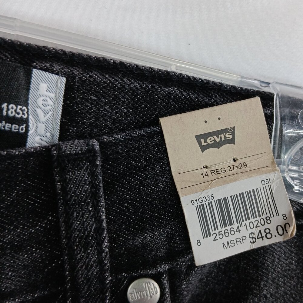 NEW LEVI'S SILVER TAB Stay loose Boy Jeans Black Size 14 Straight leg - Picture 6 of 9
